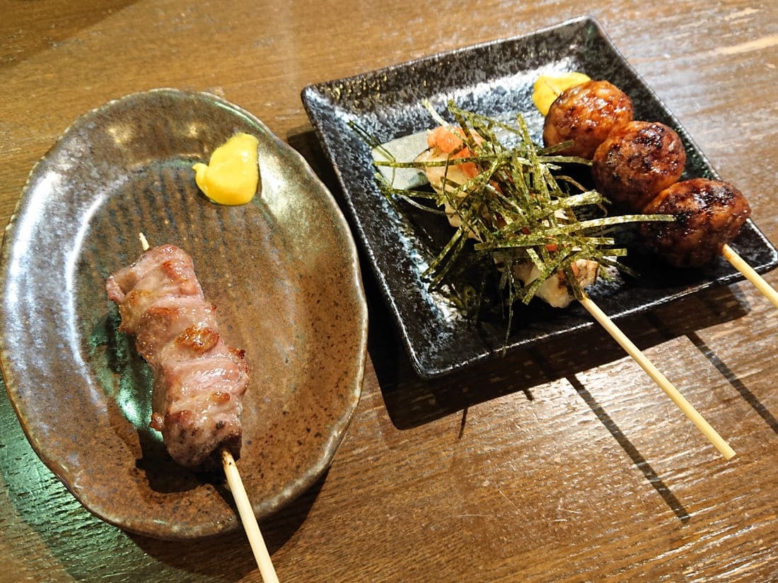 串蔵のかしら・若鶏の明太子のせ・肉団子たれ焼き串